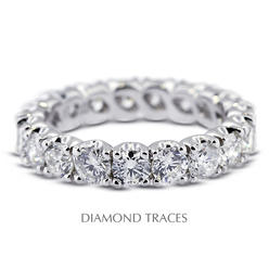 Diamond Traces UD-EWB299-9569 Platinum 950 4-Prong Setting- 1.26 Carat Total Natural Diamonds- Classic Eternity Ring