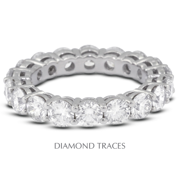 Diamond Traces UD-EWB446-6151 18K White Gold 4-Prong Setting- 1.31 Carat Total Natural Diamonds- Basket Eternity Ring