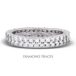 Diamond Traces UD-EWB178-0644 14K White Gold Prong Setting 2.51 Carat Total Natural Diamonds Two Row Band Eternity Ring