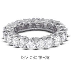 Diamond Traces UD-EWB418-7909 14K White Gold 4-Prong Setting 4.01 Carat Total Natural Diamonds Trellis Eternity Ring