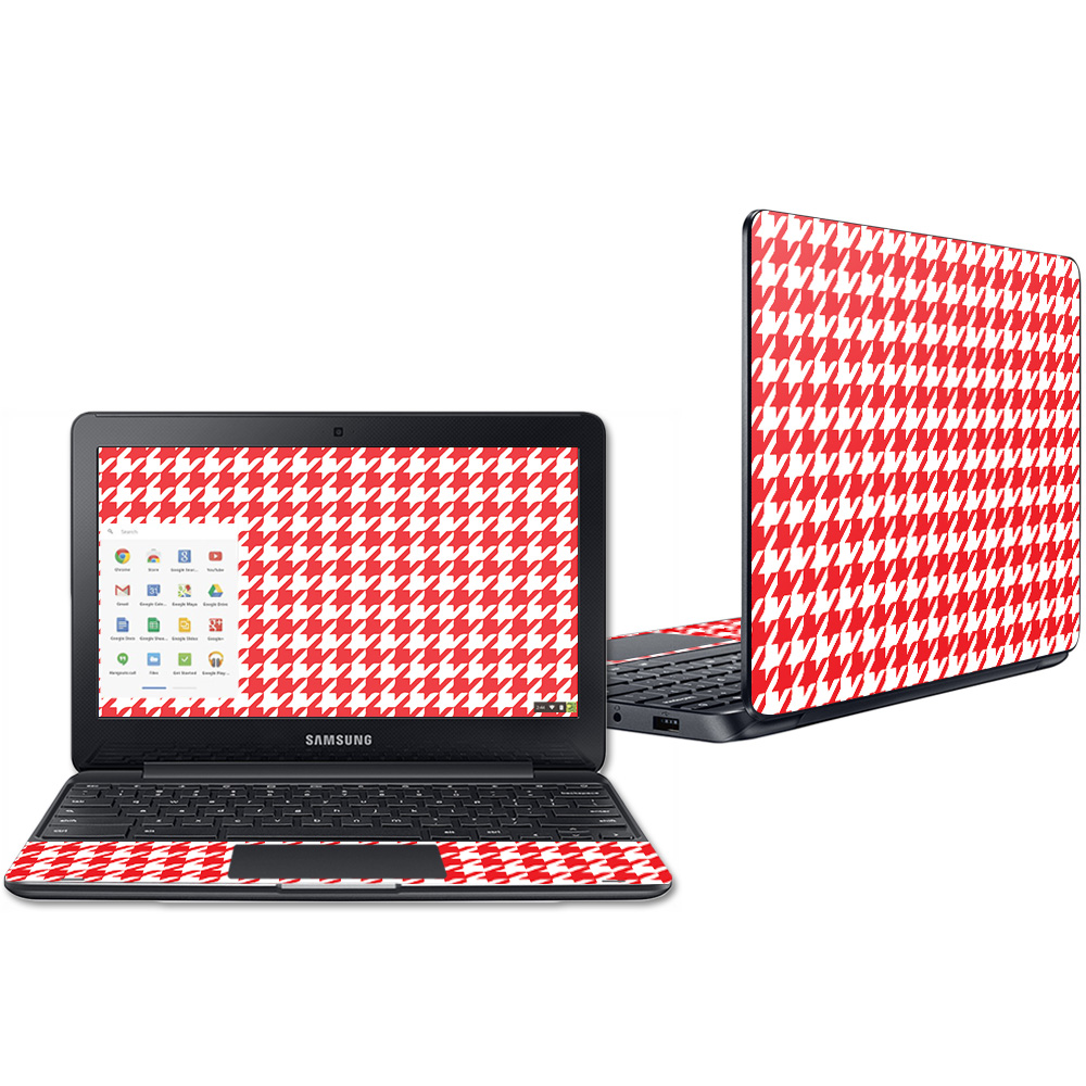 MightySkins SACHBO311-Red Houndstooth 11.6 in. Skin Decal Wrap for Samsung Chromebook 3 - Red Houndstooth