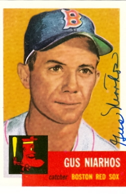 Autograph Warehouse 74082 Gus Niarhos Autographed Baseball Card Boston Red Sox 1991 Topps Archives 1953 No . 63