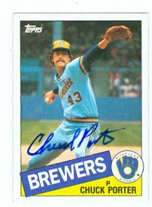 Autograph Warehouse 72313 Chuck Porter Autographed Baseball Card Milwaukee Brewers 1985 Topps No . 32
