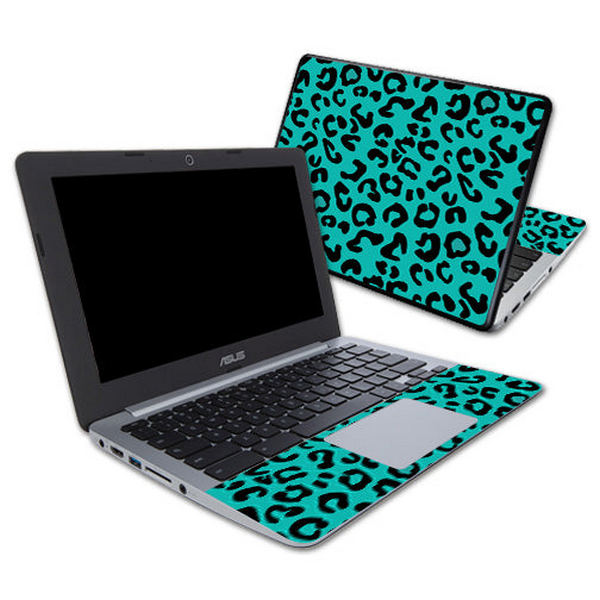 MightySkins ASCH11-Teal Leopard Skin Compatible with Asus Chromebook 11.6 in. C200MA Wrap Cover Sticker - Teal Leopard