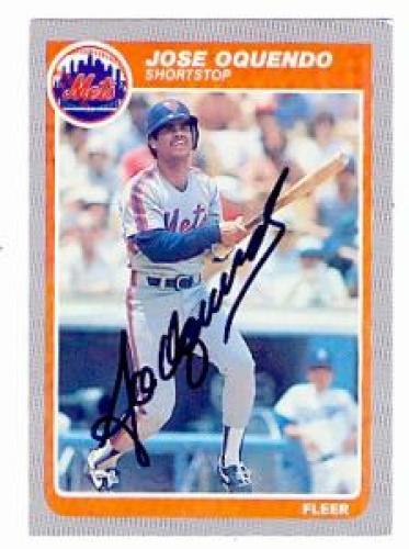 Autograph Warehouse 70812 Jose Oquendo Autographed Baseball Card New York Mets 1985 Fleer No. 88
