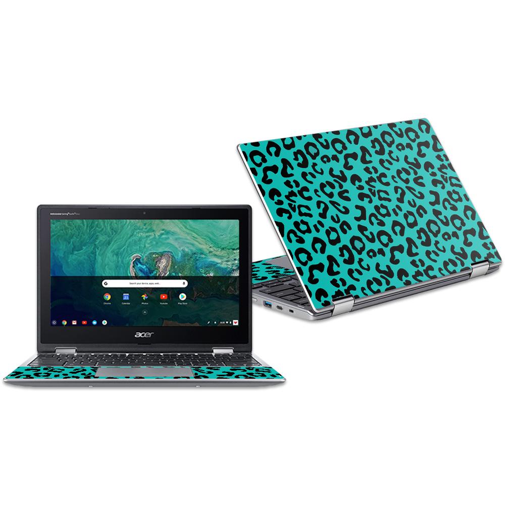MightySkins ACCSP11-Teal Leopard Skin Decal Wrap for Acer Chromebook Spin 11 in. CP311 Sticker - Teal Leopard