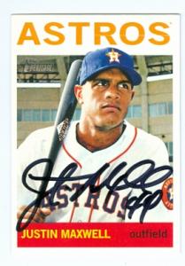 Autograph Warehouse 93938 Justin Maxwell Autographed Baseball Card Houston Astros 2013 Topps Heritage No . 179