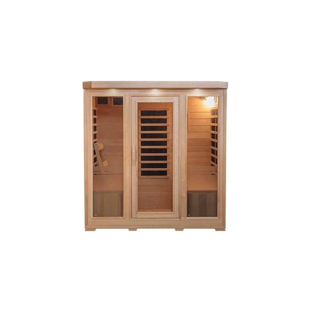 Blue Wave SA7020 Sonoma 4-Person Hemlock Infrared Sauna with 9 Carbon Heaters&#44; Natural & Clear