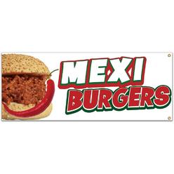 SignMission B-Mexi Burgers19 48 in. Mexi Burgers Banner with Concession Stand Food Truck Single Sided