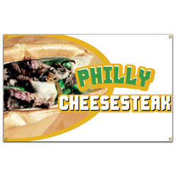 SignMission B-60 Philly Cheesesteak 36 x 60 in. Philly Cheesesteak Heavy Duty 13 oz Vinyl Banner with Grommets Single Sided