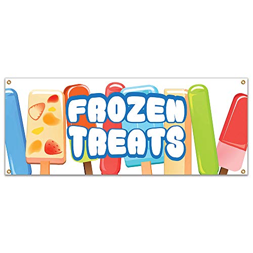 SignMission B-Frozen Treats19 48 in. Frozen Treats Banner with Concession Stand Food Truck Single Sided