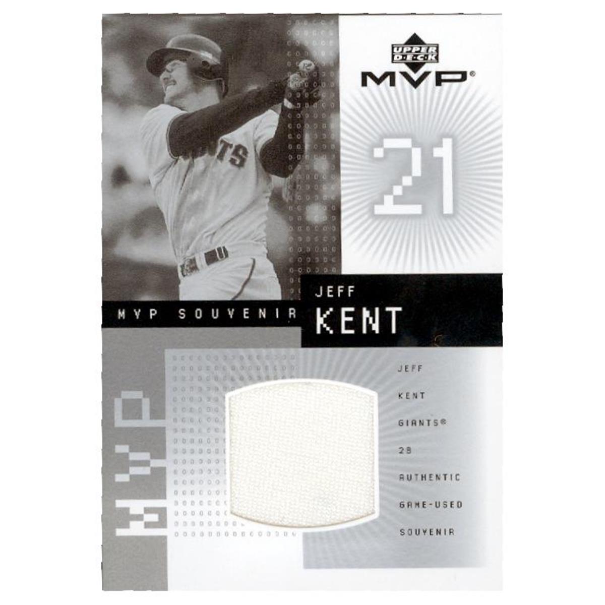 Autograph Warehouse 343661 Jeff Kent Player Worn Jersey Patch Baseball Card - San Francisco 49ers 2002 Upper Deck MVP No. J-JK