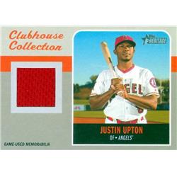 Autograph Warehouse 649728 Justin Upton Player Worn Jersey Patch Baseball Card - Los Angeles Angels 2015 Topps Heritage Clubhouse Collection - No.CC