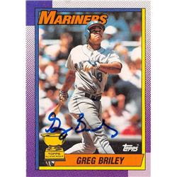 Autograph Warehouse 626471 Greg Briley Autographed Baseball Card - Seattle Mariners 1990 Topps - No.288 All Star Rookie Cup