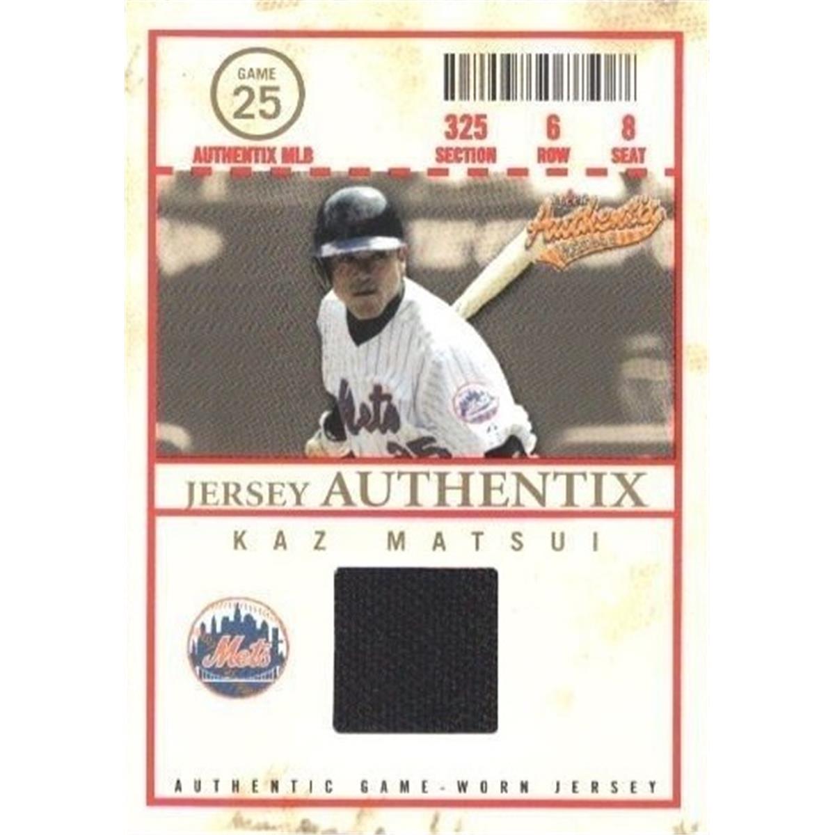 Autograph Warehouse 466440 Kaz Matsui Player New York Mets&#44; Japanese Worn Jersey Patch Baseball Card 2005 Fleer Authntix JAKM