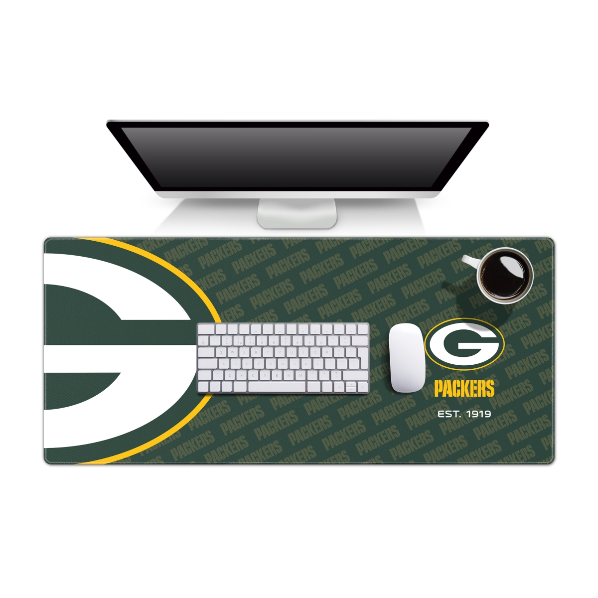 YouTheFan 1901024 35.4 x 15.7 in. Green Bay Packers Logo Desk Pad