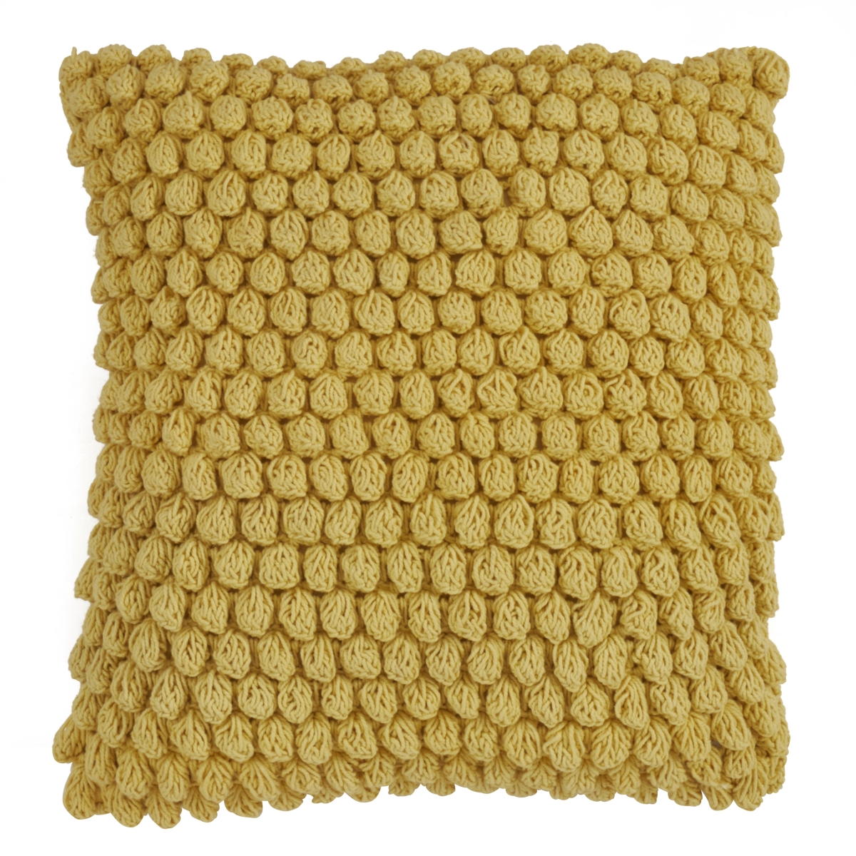 SARO LIFESTYLE SARO 3519.Y20S Cotton Down Filling Throw Pillow with Crochet Pom Pom Design  Yellow