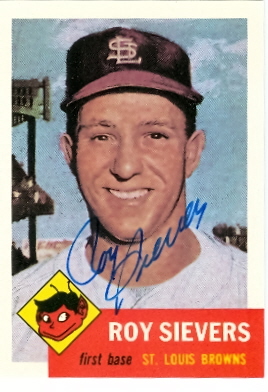 Autograph Warehouse 83303 Roy Sievers Autographed Baseball Card St. Louis Browns 1991 1953 Topps Archives No .67