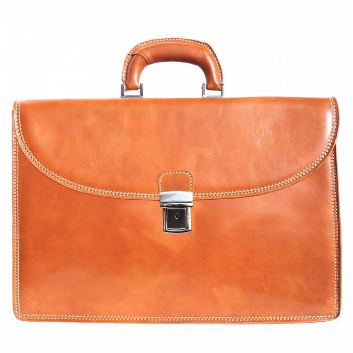 Italian Artisan 101-7617-Tan Business Men Luxury Handmade Genuine Leather Briefcase, Tan