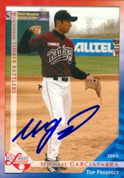 Autograph Warehouse 89775 Michael Garciaparra Autographed Baseball Card Minor League 2003 Grandstand Rookie