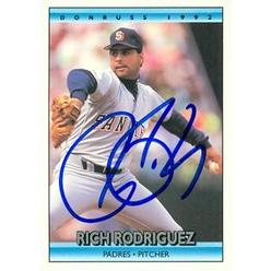 Autograph Warehouse 72123 Rich Rodriguez Autographed Baseball Card San Diego Padres 1992 Donruss No . 388
