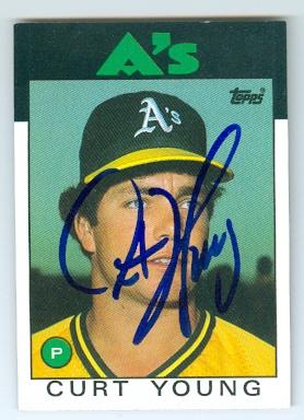 Autograph 157049 Oakland Athletics 1986 Topps No. 84 Curt Young Autographed Baseball Card
