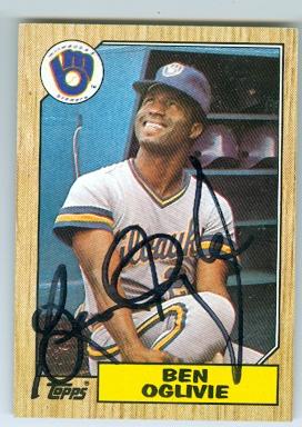 Autograph 223271 Milwaukee Brewers 1987 Topps No. 586 Ben Oglivie Autographed Baseball Card