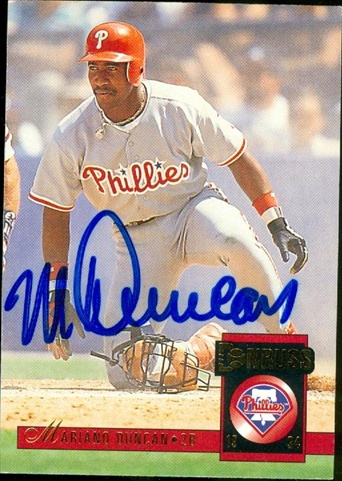 Autograph Warehouse 45335 Mariano Duncan Autographed Baseball Card Philadelphia Phillies 1994 Donruss No .614