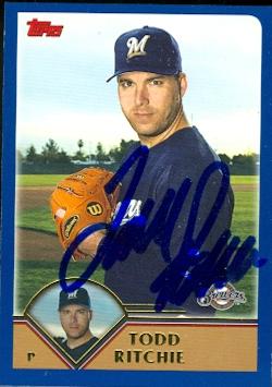 Autograph Warehouse 48212 Todd Ritchie Autographed Baseball Card Milwaukee Brewers 2003 Topps No .442