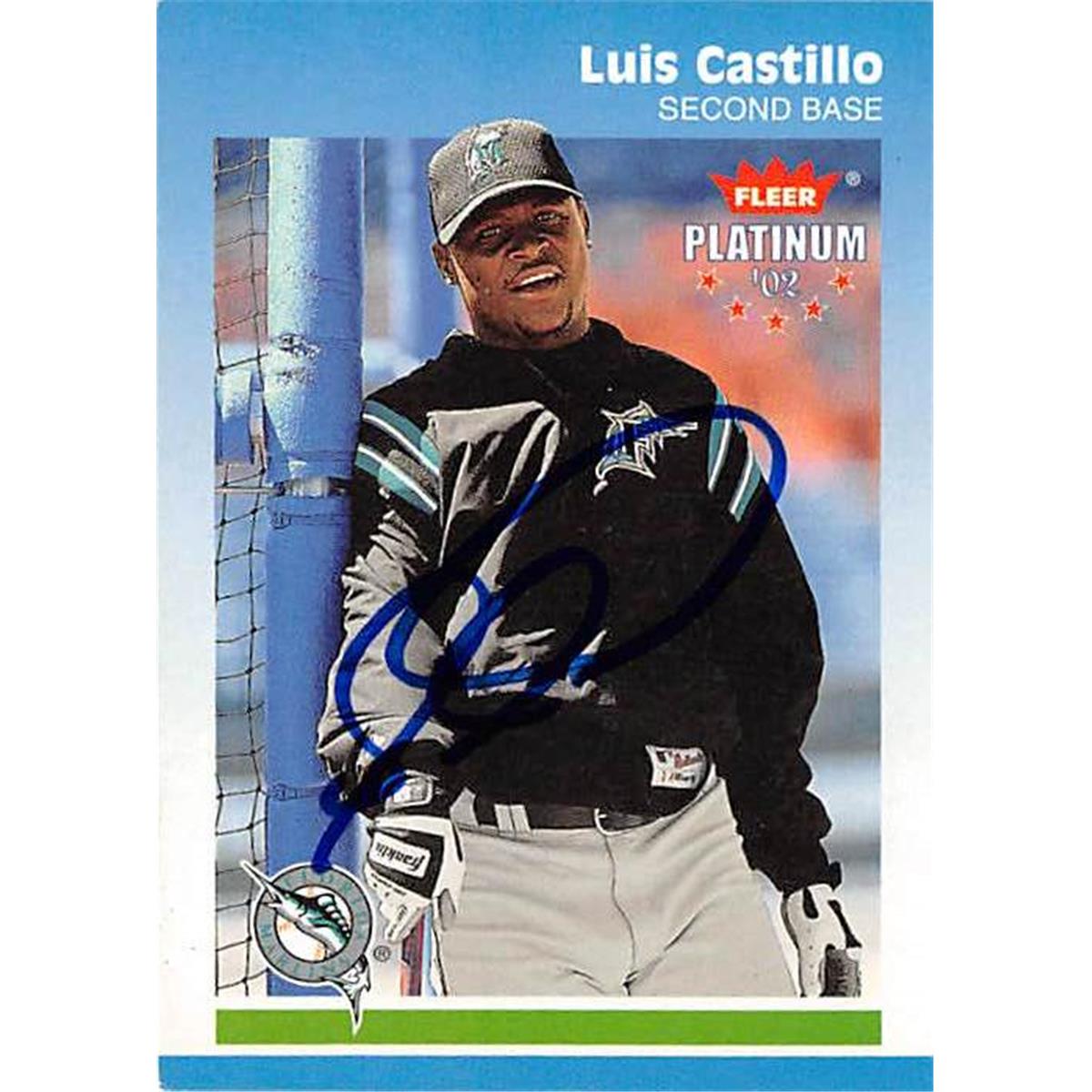 Autograph Warehouse 421190 Luis Castillo Autographed Baseball Card Florida Marlins 2002 Fleer Platinum No.184