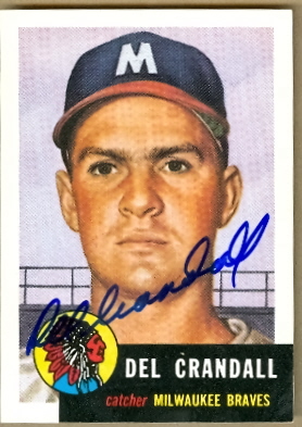 Autograph Warehouse 21014 Del Crandall Autographed 1953 Topps Archive Baseball Card Milwaukee Braves