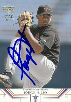 Autograph Warehouse 50665 Jorge Julio Autographed Baseball Card Baltimore Orioles 2001 Upper Deck No .11