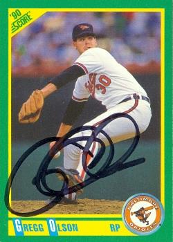 Autograph Warehouse 50939 Gregg Olson Autographed Baseball Card Baltimore Orioles 1990 Score No .63
