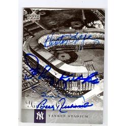 Autograph 123933 Johnny Kucks Bobby Richardson Hector Lopez Bud Daley New York Yankees 2004 Upper Deck No. 86 Yankee Stadium Autographed B