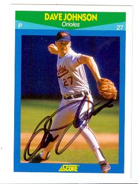 Autograph 119798 Baltimore Orioles 1990 Score No. 43 Rising Star Dave Johnson Autographed Baseball Card