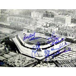 Autograph Warehouse 72523 New York Yankees Yankee Stadium Autographed Photo 11X14 Signed By 9 Yankees World Champion Players Circa 1960S Stadium Ima
