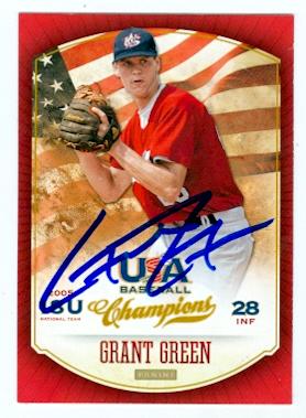 Autograph Warehouse Grant Green autographed baseball card (Team USA Baseball- Oakland Athletics star) 2013 Panini US A Baseball No.39