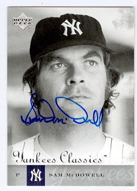 Autograph Warehouse Sam McDowell autographed baseball card (New York Yankees) 2004 Upper Deck Yankees Classics No.59