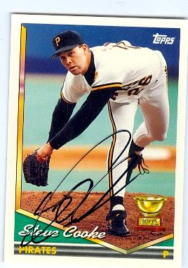 Autograph Warehouse Steve Cooke autographed baseball card (Pittsburgh Pirates) 1994 Topps No.72 All Star Rookie Cup