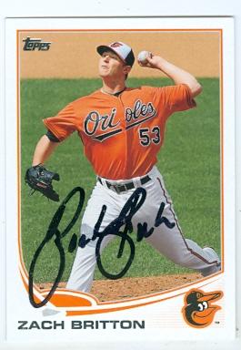 Autograph Warehouse Zach Britton autographed baseball card (Baltimore Orioles) 2013 Topps No.US292