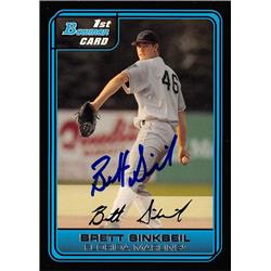 Autograph Warehouse 626072 Brett Sinkbeil Autographed Baseball Card - Florida Marlins - 2006 Bowman 1st Rookie No.DP65