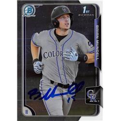 Autograph Warehouse 626607 Brian Mundell Autographed Baseball Card - Colorado Rockies - 2015 Bowman Chrome 1st Rookie No.153