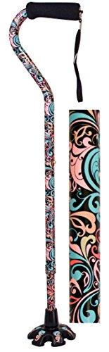 ESSENTIAL MEDICAL SUPPLY INC Essential Medical Supply W1343P Couture Offset Cane with Matching Tip - Pink Floral