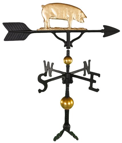 Montague Metal Products WV-378-GB 300 Series 32 In. Deluxe Gold Pig Weathervane