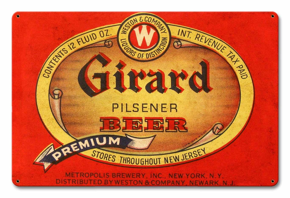 Past Time Signs Pasttime Signs AMI050 18 x 12 in. American Ikons Girard Beer Satinvintage Sign
