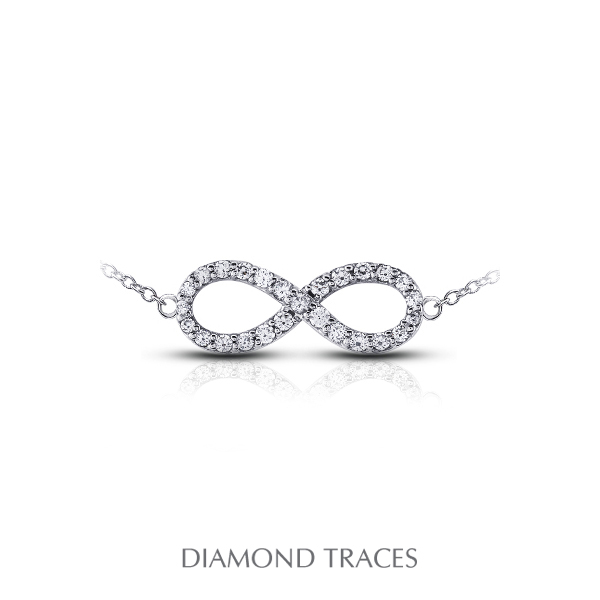 Diamond Traces UD-OS3041-1956 0.37 Carat Total Natural Diamonds 18K White Gold Prong Setting Infinity Fashion Pendant