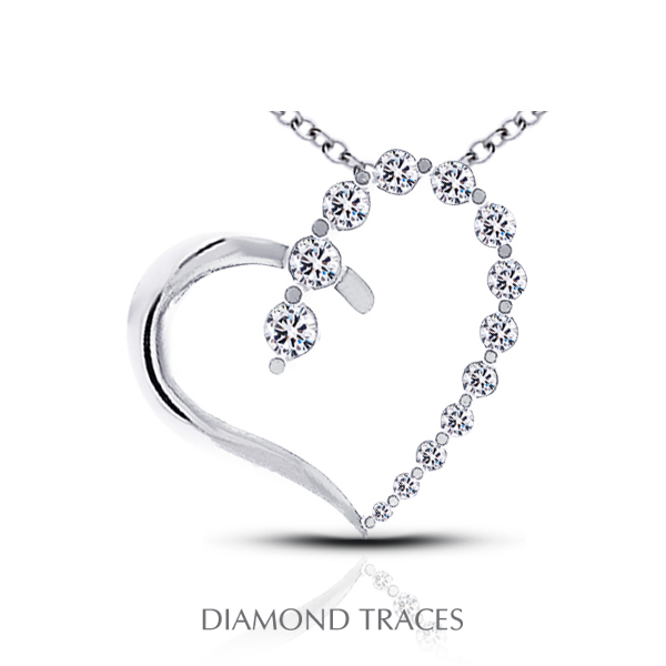 Diamond Traces UD-GOS383-8128 1.81 Carat Total Natural Diamonds 14K White Gold Prong Setting Heart Shape Fashion Pendant