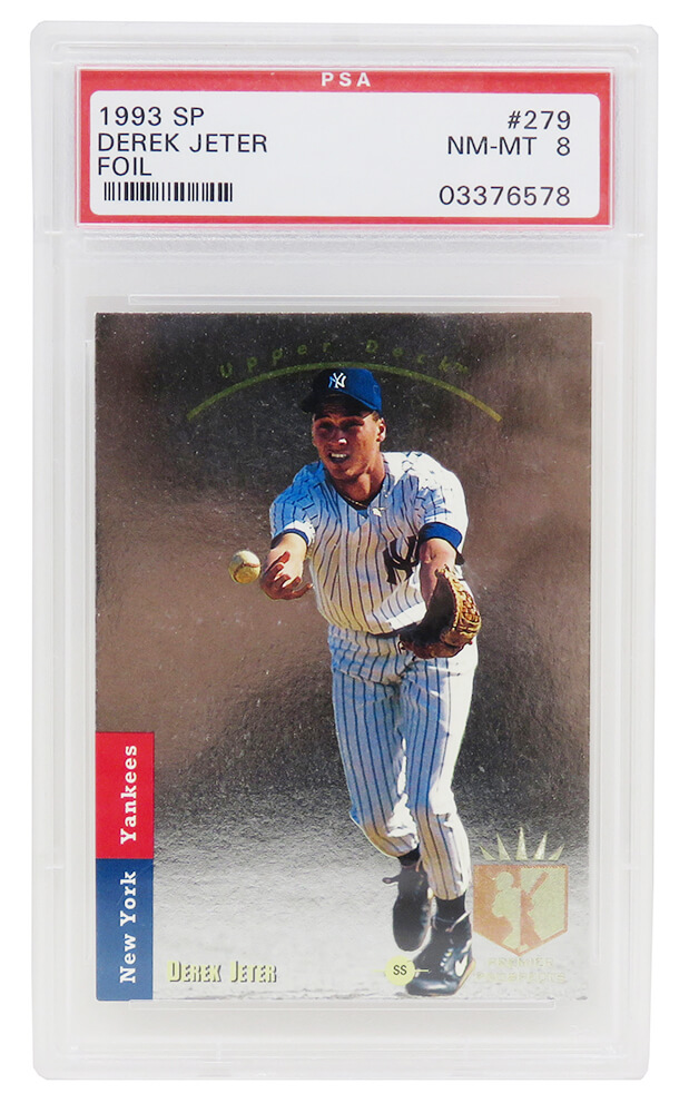 Schwartz Sports Memorabilia PS1DJ93FM Derek Jeter New York Yankees 1993 SP Foil Baseball Rookie Card&#44; Number 279 - PSA 8 NM-MT