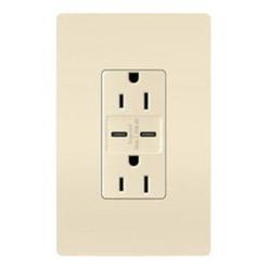 Pass & Seymour 259147 15A AC USB Charger Wall Plate Outlet&#44; Light Almond