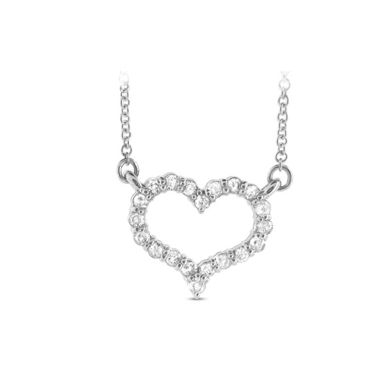 Real Rocks 0.25 Ct. Diamond Heart Shape Pendant Shared Prong Setting 14K Gold With 16 in. Chain